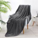 Solid color flannel ball blanket wholesale solid color tassel blanket office wool ball gift blanket blanket 