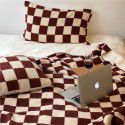 Autumn and winter thickened lamb cashmere retro style chessboard blanket Soft skin friendly chessboard plaid hand wrapped blanket 