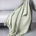 Luxury dark green sofa blanket bed towel bed blanket light green model room blanket thousand bird grid knitting bed blanket 