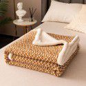 New plush blanket Double layer warm air conditioner nap blanket Multi functional blanket Solid color simple high-grade knitted blanket