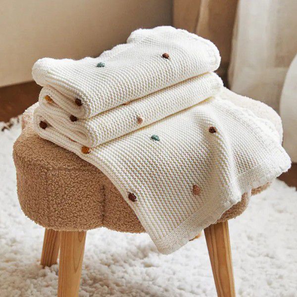 Za * rahome same cotton hook edge nap air conditioning blanket for small people simple household photo sofa knitted blanket 