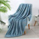 Solid color flannel ball blanket wholesale solid color tassel blanket office wool ball gift blanket blanket 