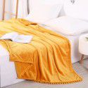 Solid color flannel ball blanket wholesale solid color tassel blanket office wool ball gift blanket blanket 