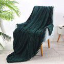 Solid color flannel ball blanket wholesale solid color tassel blanket office wool ball gift blanket blanket 