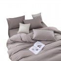 Nordic new ins super soft matte bedding fitted sheet four piece set plain color double combed home textile solid color three piece set 