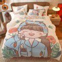 Micro business explosion large version cartoon snowflake velvet four piece set coral velvet winter Plush quilt cover bed sheet double-sided flannel 