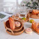 Vietnamese rattan woven hand-woven storage basket Snack bread picnic basket Table top storage basket Portable storage basket