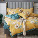 Supply bedding home textile autumn and winter thickened frosted emerald cotton four piece quilt cover three piece fitted sheet set 