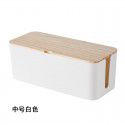 Wholesale wire storage box socket charger wooden cover storage box desktop power cable data cable sorting