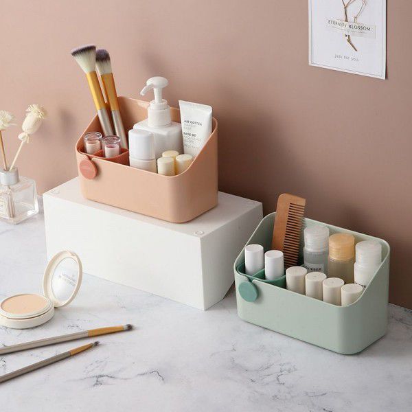 Mirror cabinet storage box cosmetics jewelry lipstick skin care products sorting box desktop narrow plastic storage box