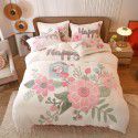 Micro business explosion large version cartoon snowflake velvet four piece set coral velvet winter Plush quilt cover bed sheet double-sided flannel 