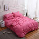 Nordic new ins super soft matte bedding fitted sheet four piece set plain color double combed home textile solid color three piece set 