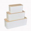 New wood-grain wire box power cord socket protection box desktop wire sorting box wire storage box