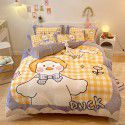 Micro business explosion large version cartoon snowflake velvet four piece set coral velvet winter Plush quilt cover bed sheet double-sided flannel 