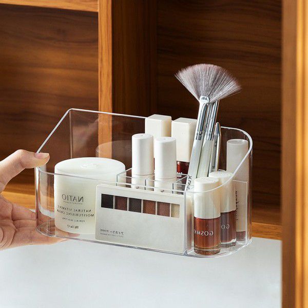 Nachuan Simple Household Mirror Cabinet Storage Box Desktop Cosmetics Jewelry Sundries Plastic Transparent Compartment Sorting Box 