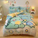 Micro business explosion large version cartoon snowflake velvet four piece set coral velvet winter Plush quilt cover bed sheet double-sided flannel 