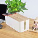 New wood-grain wire box power cord socket protection box desktop wire sorting box wire storage box