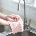 Striped coral velvet dishwashing towel thickened kitchen cleaning absorbent rag household lazy fish scale degreasing dishwashing cloth 