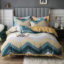 Supply bedding home textile autumn and winter thickened frosted emerald cotton four piece quilt cover three piece fitted sheet set 