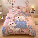 Micro business explosion large version cartoon snowflake velvet four piece set coral velvet winter Plush quilt cover bed sheet double-sided flannel 