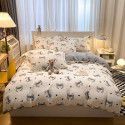 Micro business explosion large version cartoon snowflake velvet four piece set coral velvet winter Plush quilt cover bed sheet double-sided flannel 