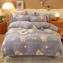 Micro business explosion large version cartoon snowflake velvet four piece set coral velvet winter Plush quilt cover bed sheet double-sided flannel 