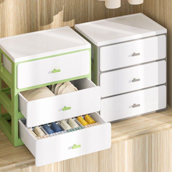 Household underwear, underwear, socks, wardrobe, classified storage box, plastic drawer type storage box, sorted in three 