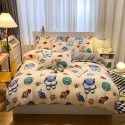 Micro business explosion large version cartoon snowflake velvet four piece set coral velvet winter Plush quilt cover bed sheet double-sided flannel 