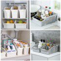 Table top cabinet with wheel storage basket Household kitchen seasoning bottle Vegetable sorting box Bathroom sundries storage basket