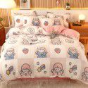 Micro business explosion large version cartoon snowflake velvet four piece set coral velvet winter Plush quilt cover bed sheet double-sided flannel 