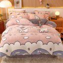 Micro business explosion large version cartoon snowflake velvet four piece set coral velvet winter Plush quilt cover bed sheet double-sided flannel 