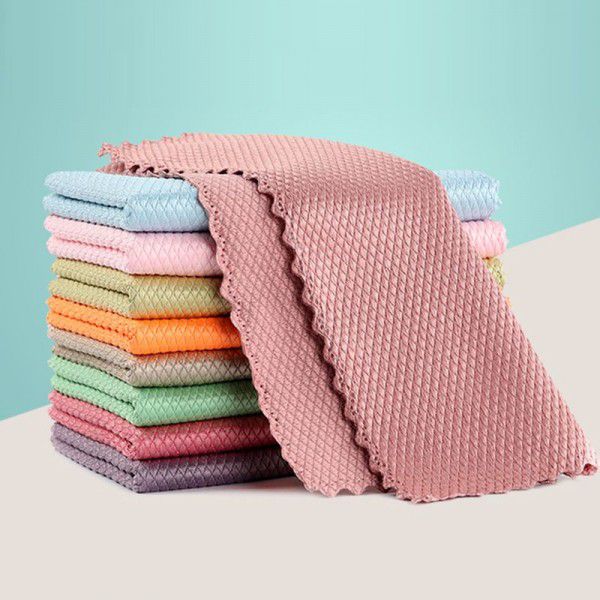 Fish scale cloth cleaning towel wiping glass towel wiping cloth absorbent cleaning cloth kitchen table wiping cloth dishwashing towel wholesale