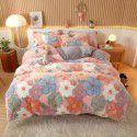 Micro business explosion large version cartoon snowflake velvet four piece set coral velvet winter Plush quilt cover bed sheet double-sided flannel 