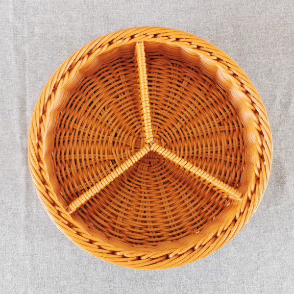 Imitation rattan woven storage basket, fruit basket, three-grid fruit tray, new hand-woven snack storage basket 