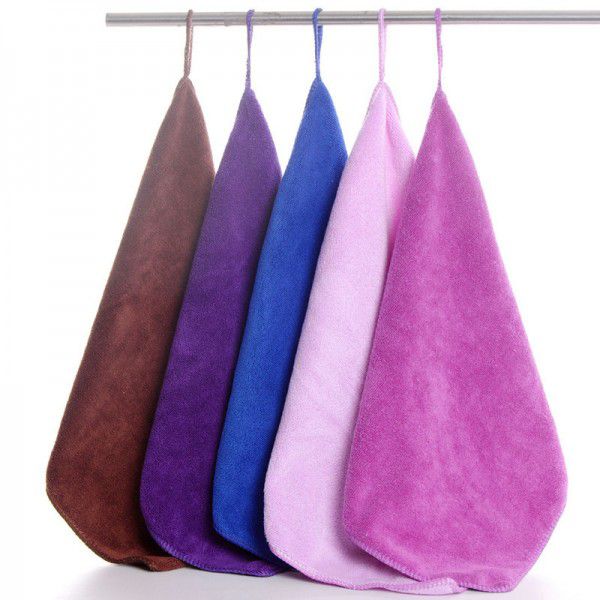 Factory wholesale fiber 30 * 30 hook small towel, housekeeping cleaning, glass wiping, water absorption and quick drying square towel 