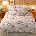 Micro business explosion large version cartoon snowflake velvet four piece set coral velvet winter Plush quilt cover bed sheet double-sided flannel 