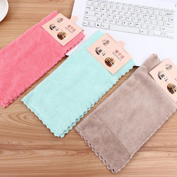 The manufacturer directly provides 30 * 30 plain color super soft coral velvet wiping towel, kitchen hanging water absorbing dishwashing cloth and wholesale 