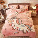 Micro business explosion large version cartoon snowflake velvet four piece set coral velvet winter Plush quilt cover bed sheet double-sided flannel 