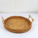 Vietnamese rattan bread storage basket woven storage basket dessert fruit basket round tray picnic basket rattan woven storage basket