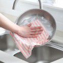 Striped coral velvet dishwashing towel thickened kitchen cleaning absorbent rag household lazy fish scale degreasing dishwashing cloth 