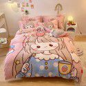 Micro business explosion large version cartoon snowflake velvet four piece set coral velvet winter Plush quilt cover bed sheet double-sided flannel 