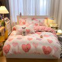 Micro business explosion large version cartoon snowflake velvet four piece set coral velvet winter Plush quilt cover bed sheet double-sided flannel 