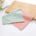 Kitchen clean solid color double-sided strong absorbent dishcloth bowl towel dry and wet cleaning cloth 