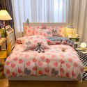 Micro business explosion large version cartoon snowflake velvet four piece set coral velvet winter Plush quilt cover bed sheet double-sided flannel 