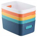 Macaron color sundries storage box, snack storage basket, plastic household cleaning, kitchen storage basket, classroom bookcase