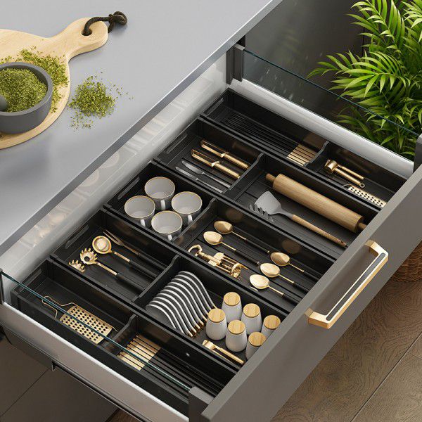 Kitchen drawer, separate tableware storage box, household cabinet, built-in chopsticks, knives, forks, chopsticks storage rack, kitchen utensils storage 