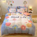 Micro business explosion large version cartoon snowflake velvet four piece set coral velvet winter Plush quilt cover bed sheet double-sided flannel 