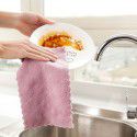 Kitchen clean solid color double-sided strong absorbent rag, no hair loss, no oil, dishwashing towel, dry and wet cleaning cloth 