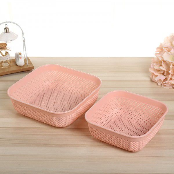 Plastic drainage basket desktop storage basket vegetable water fruit basket kitchen storage basket square washing basket wholesale 