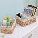 Pastoral tabletop cosmetics storage box tea table remote control storage basket woven imitation straw key snack storage box